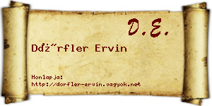 Dörfler Ervin névjegykártya